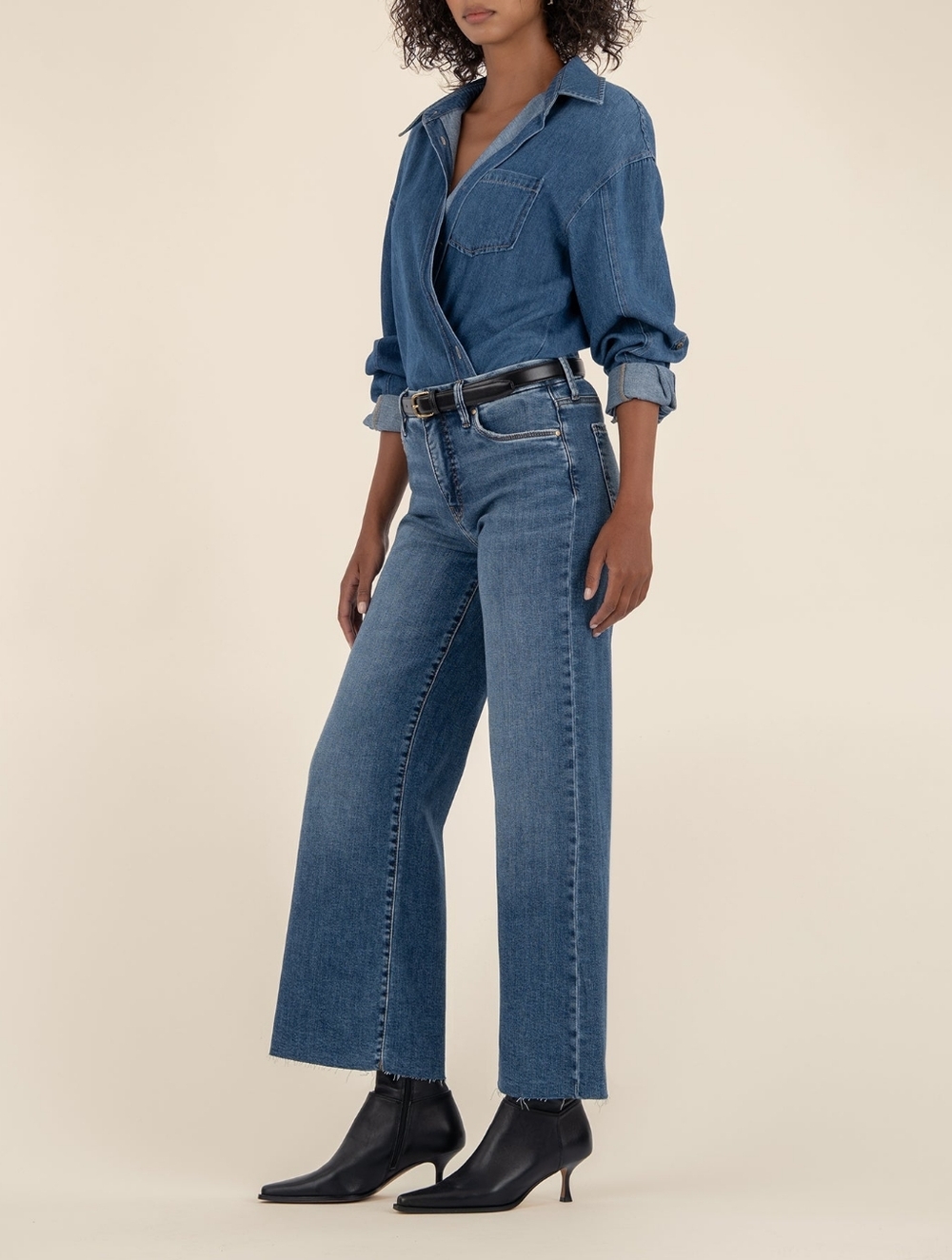 Kut From The Kloth Meg High Rise Wide Leg Fab Ab Jeans, Whiskered Hem, LIKE NEW! - Picture 3 of 16